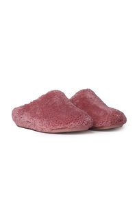 Mjuka rosa tofflor med en mjuk, strukturerad yta. Har en slip-on-design och en avrundad tå. Subtila glansdetaljer överallt.