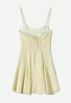 Bershka WAFFLE FLORAL - Nappali ruha - light yellow