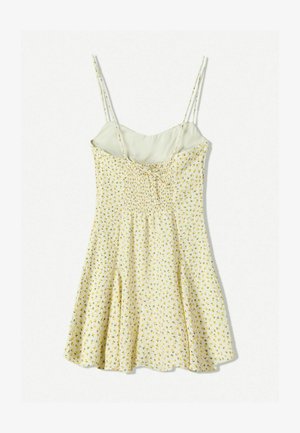 Bershka WAFFLE FLORAL - Robe de jour - light yellow