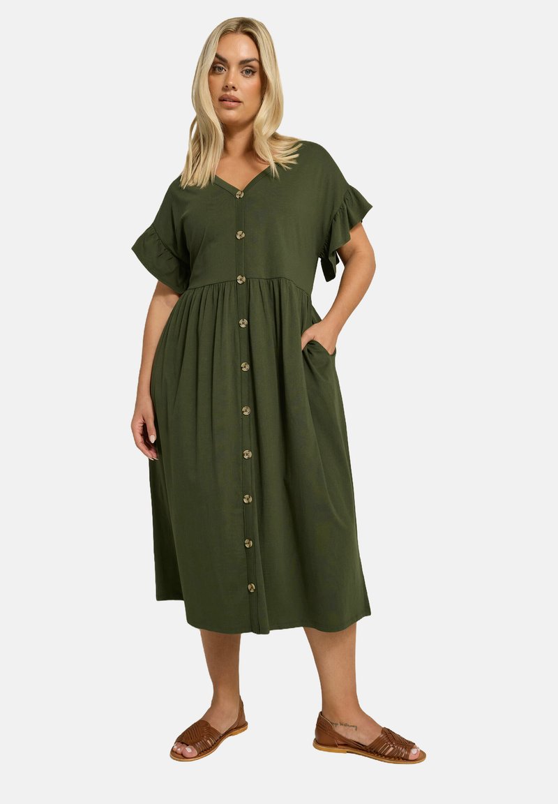 Yours Clothing CURVE PEPLUM  - Vestido informal - khaki