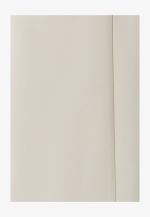 Light beige fabric showing a smooth texture with a matte finish. The material exhibits subtle hints of weave patterns and even color.