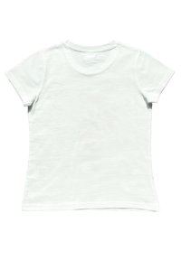 Hellgrünes Baumwoll-T-Shirt, kurze Ärmel, Rundhalsausschnitt, glatte Textur, von hinten dargestellt, mit einem schlichten Design.