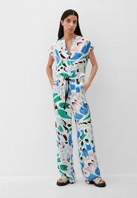 s.Oliver MIT ALLOVER-PRINT - Broek - ecru