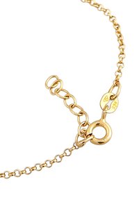 Goldkette-Armband mit kleinen Gliedern, ausgestattet mit einem sicheren Karabinerverschluss und Anhängern, die die Metallreinheit (925) anzeigen. Glatte, glänzende Oberfläche.
