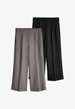 THE SET, REGULAR FIT - 2 PACK FORMAL WIDE LEG TROUSERS - Stoffhose - black mid grey