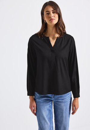 SPLIT NECK - Blouse - schwarz