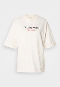 RELAXED SEQUIN LOGO TEE - Μπλουζάκι με στάμπα - white greige