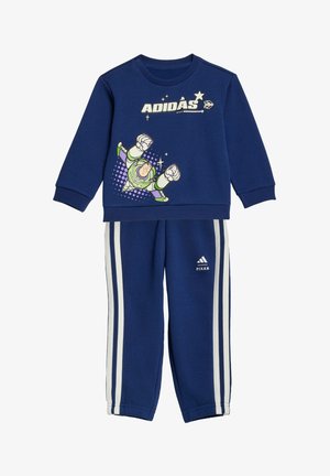 Chándal infantil azul marino con mangas largas, con un gráfico de Buzz Lightyear y rayas laterales blancas en los pantalones.