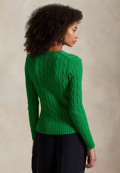 Polo Ralph Lauren CABLE-KNIT COTTON V-NECK SWEATER - Svetrík - preppy green