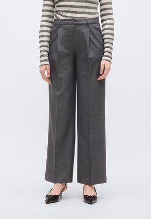 WIDE PLEATED TROUSERS - Housut - dark grey