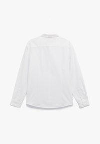 Witte langearmige blouse van katoen, met een klassieke kraag, knoopmanchetten en een gladde textuur met een eenvoudige achterkant.