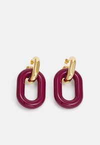 EXCLUSIVE XL LINK EARRINGS - Øredobber - gold-coloured/ruby red