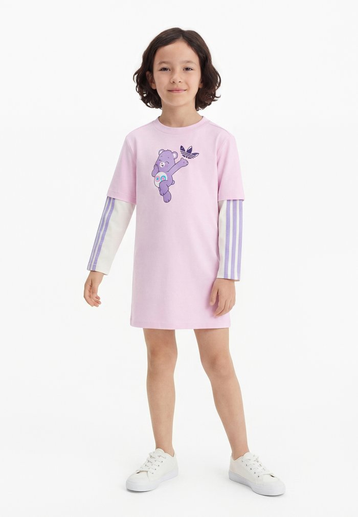 adidas TEE DRESS KIDS - Jersey dress - orchid fusion/off-white
