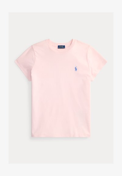 Φωτεινό ροζ κοντομάνικο T-shirt Polo Ralph Lauren με στρογγυλή λαιμόκοψη και μικρό μπλε κεντητό λογότυπο παίκτη πόλο στο αριστερό στήθος.