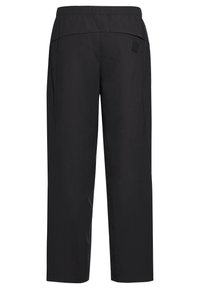 Schwarze Sporthosen mit elastischem Bund, geradem Bein Design und Seitentaschen. Hergestellt aus leichtem, glattem Stoff.