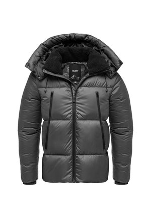 MIT KAPUZE GLÄNZEND UND REISSVERSCHLUSSTASCHEN - Winterjacke - grau
