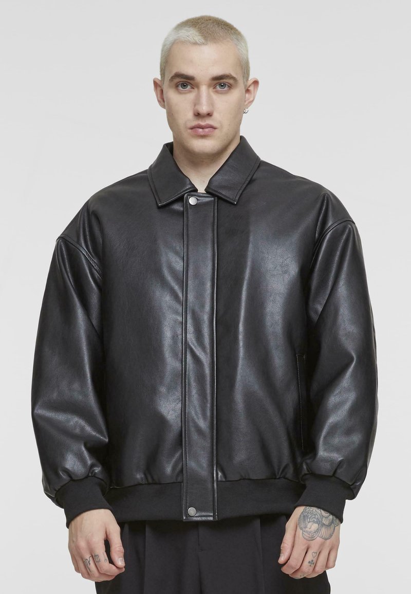 Urban Classics Faux leather jacket - black