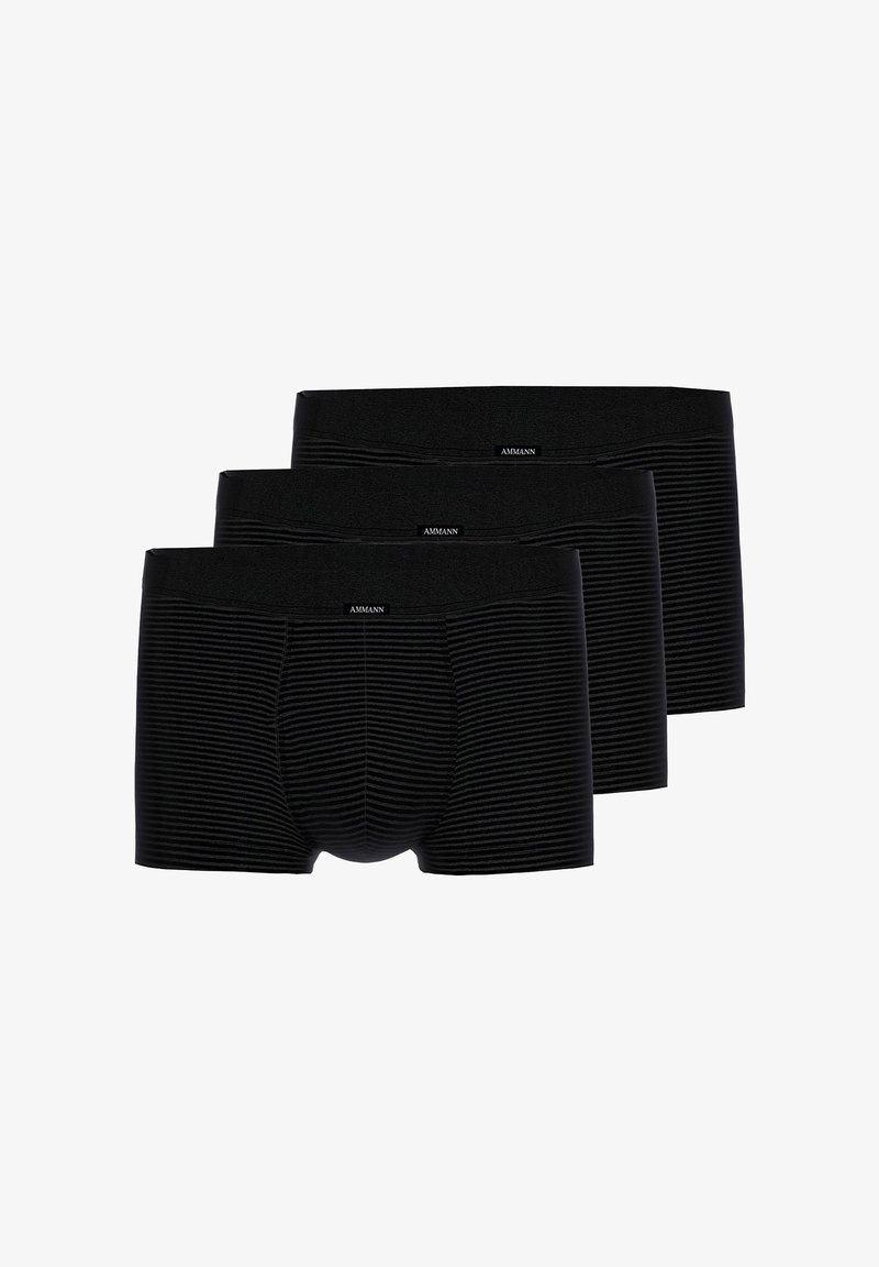 Schwarze Boxer-Briefs mit geripptem Muster, elastischem Bund mit Markenlogo und passgenauer Passform, erhältlich im Dreierpack.