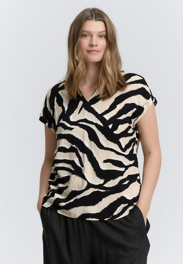 Bluse - abstract beige zebra