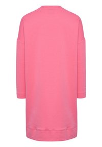 Rosa oversized sweatshirt med långa ärmar, rund halsringning och rak fåll. Tillverkad av mjukt, texturerat tyg.