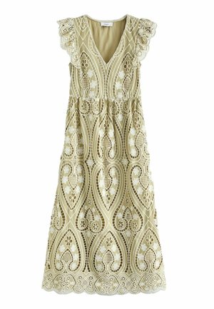 FEMININE FRILL EMBROIDERED REGULAR FIT - Robe longue - khaki green