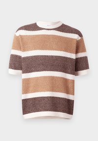 GINGER KNIT RELAXED STRIPE TEE - Stickad tröja - egret/chipmunk