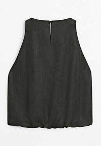 Zwarte mouwloze top, met een relaxte pasvorm en een sleutelgatdetail aan de achterkant. Gemaakt van een lichtgewicht, licht geweven stof zonder patronen.