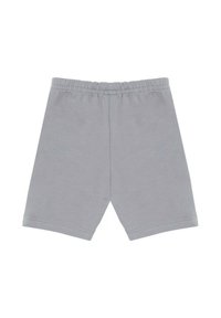 Szare bawełniane szorty z elastycznym pasem. Mają prosty, klasyczny krój i gładką fakturę bez widocznych wzorów czy zdobień.