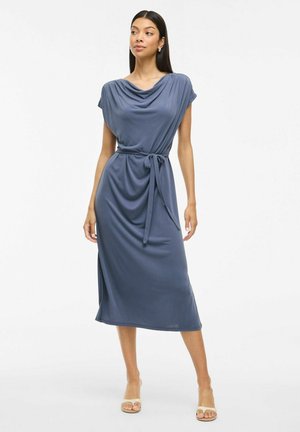 VIMODALA WASSERFALL-AUSSCHNITT - Jerseyklänning - vintage indigo