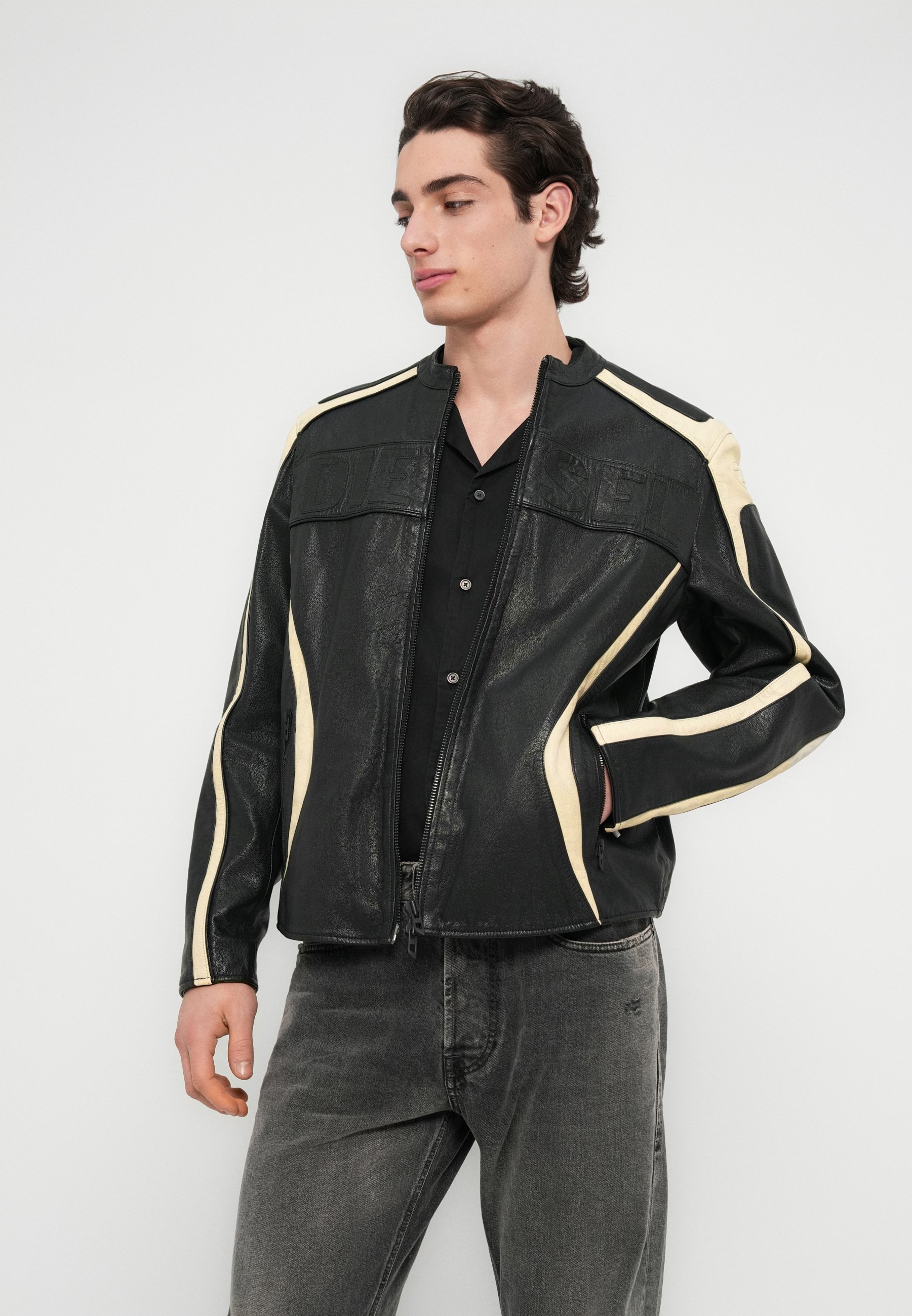 Diesel LADAM - Leather jacket - 900/black - Zalando.ie