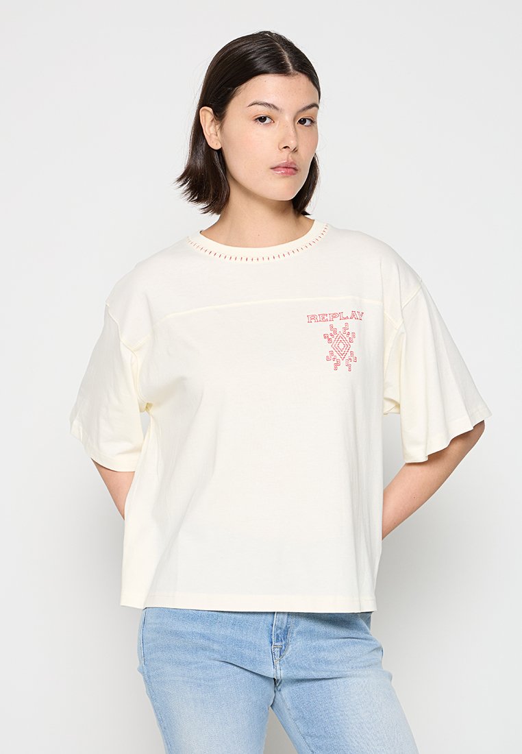 Replay T-shirt print crème Replay T-shirt print crème