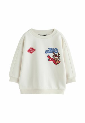 Next, REGULAR FIT - BACK PRINTED CREW SWEAT TOP . - Sweatshirt - ecru white reindeer