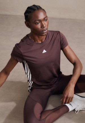 T-shirt de sport - shadow brown/white