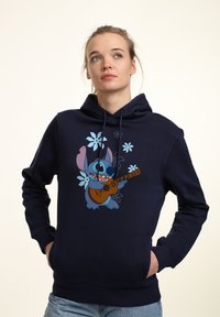 Disney LILO STITCH STITCH FLOWERS - Jersey con capucha - navy blue