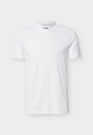 Λευκό αθλητικό κοντομάνικο πουκάμισο με στρογγυλή λαιμόκοψη, με το λογότυπο «BOSS» στη γιακά.