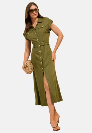 Friends Like These, REGULAR FIT - BUTTON THROUGH BELTED SHIRT MIDI DRESS - Skjortekjole - olive green