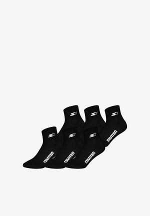 Schwarze Knöchelsocken aus Baumwollmischung mit einem gerippten Bündchen. Auffälliges weißes Logo und der Text "STARTER" seitlich aufgedruckt. Set mit sechs Paaren.