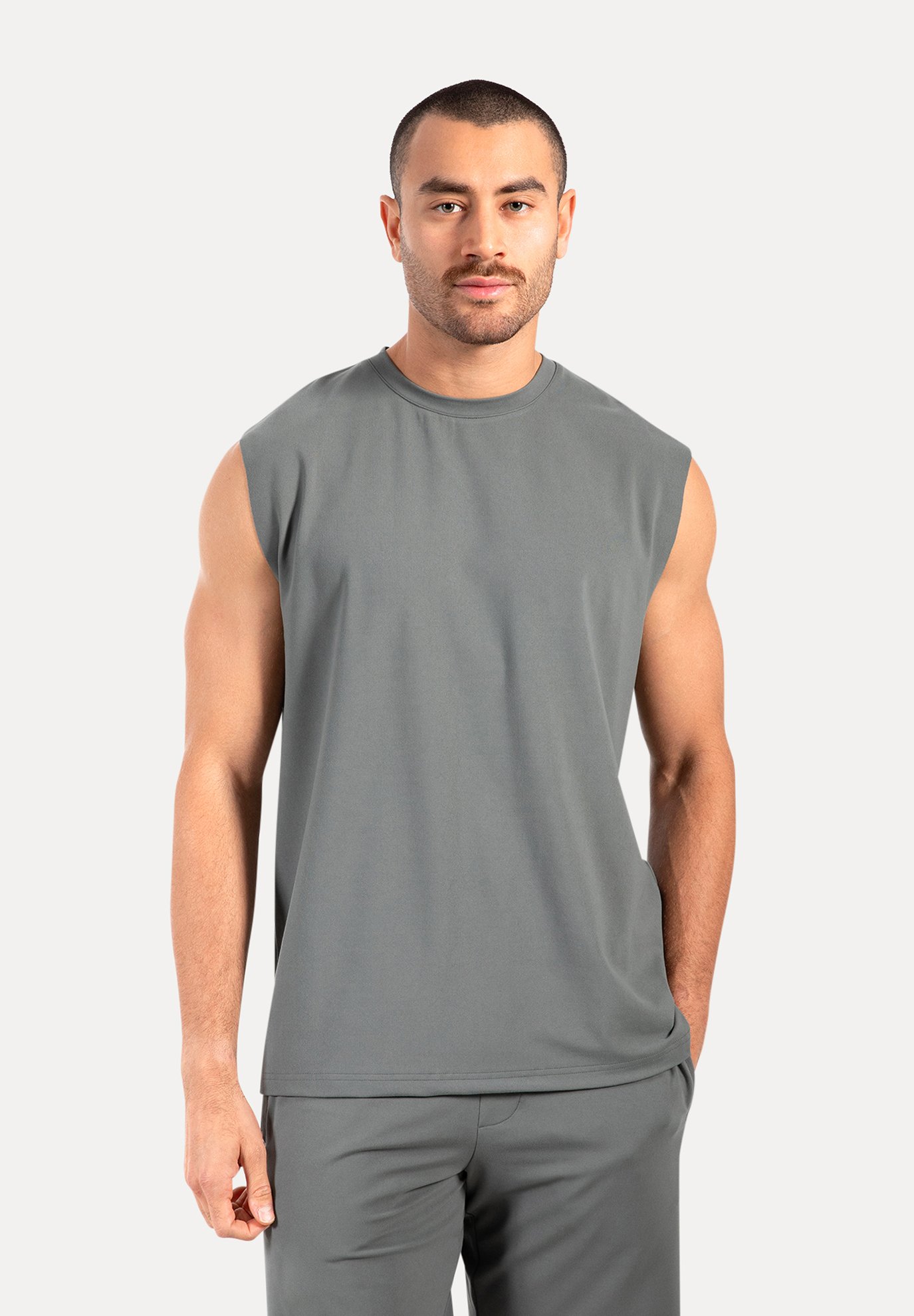 Athletic Tank Top Herren – ärmellos, Stahlgrau, Aus Baumwolle, Größe XL