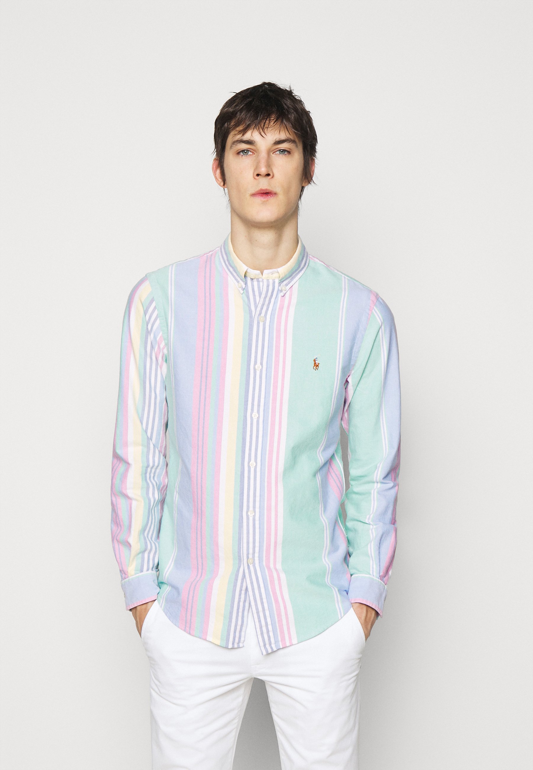 Polo OXFORD SLIM - Camisa - green/pink/verde - Zalando.es