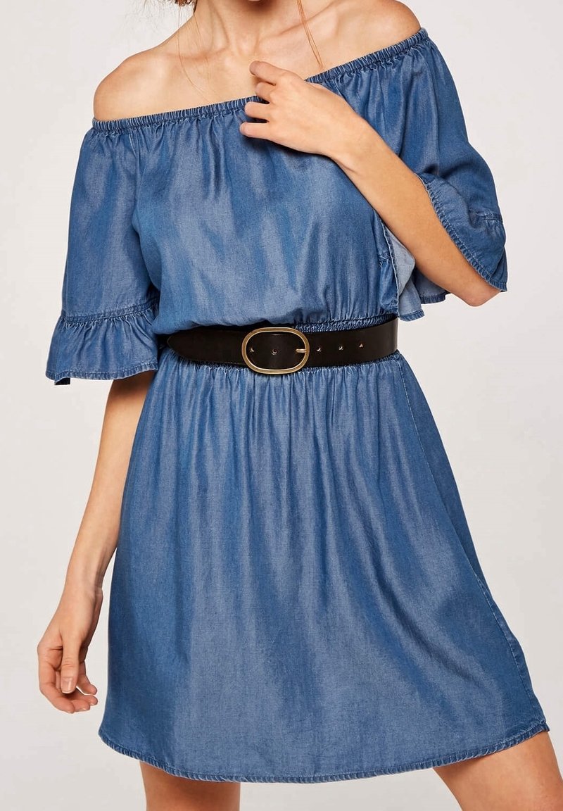 white christmas dresses WIDE LEG DENIM JUMPSUIT – Apricot Lane Boutique main image 0