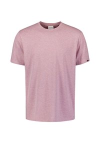 Lichtroze korte mouwen t-shirt, met ronde hals ontwerp, zacht stof met een gestructureerde uitstraling. Bevat een klein logo op de linkermouw.