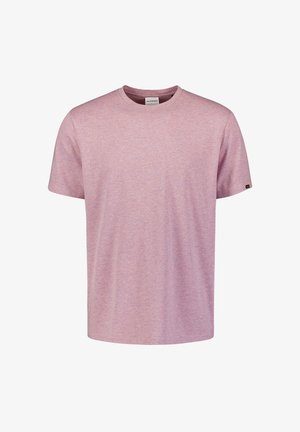 Lichtroze korte mouwen t-shirt, met ronde hals ontwerp, zacht stof met een gestructureerde uitstraling. Bevat een klein logo op de linkermouw.