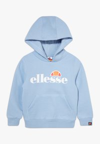 Sweat à capuche bleu ciel avec une poche kangourou, logo "ellesse" blanc sur le devant, et poignets et ourlet côtelés. Confectionné en tissu doux, il est doté d'une capuche.