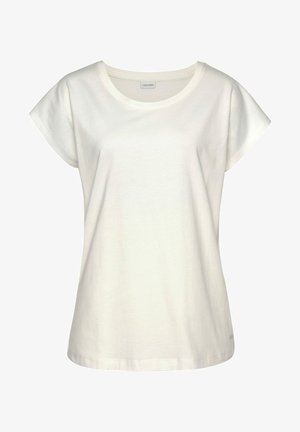 White short-sleeve t-shirt made of cotton. Features a round neckline and a relaxed fit. Simple design with no patterns or embellishments.