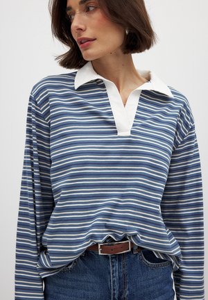 COLLAR - Polokošeľa - indigo ecru stripe