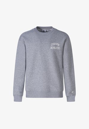Gray sweatshirt made of cotton blend, featuring a crew neck, ribbed cuffs, and "CORDON ATHLETIC" text on the upper left chest.