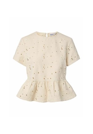 Pieces, SHORT SLEEVED TOP PCELLA - Blouse - ecru