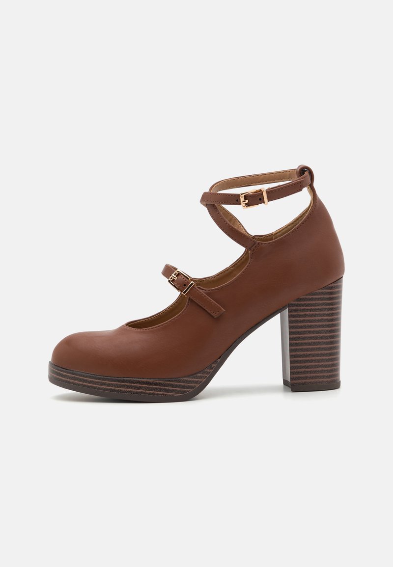 Anna Field Wide Fit Apavi ar platformu un papēžiem - cognac