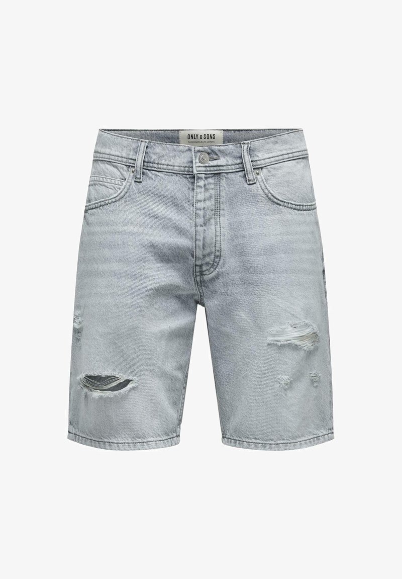 Only & Sons BERMUDA MID WAIST - Denim shorts - grau