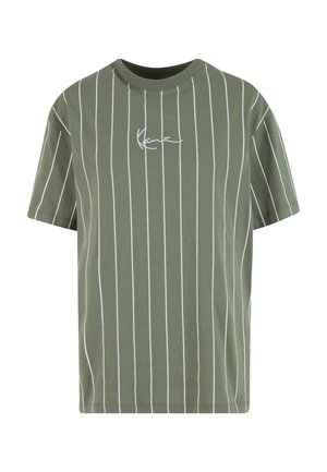 Karl Kani, SMALL SIGNATURE ESSENTIAL PINSTRIPE OS TEE - T-shirt imprimé - light olive